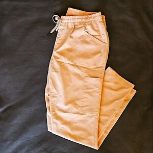 Jaanuu | Women's 8-Pocket Slim Cargo Medical Scrub Pants - Medium, Light Pink